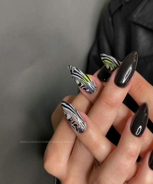 Imprimé zèbre noir et blanc amande