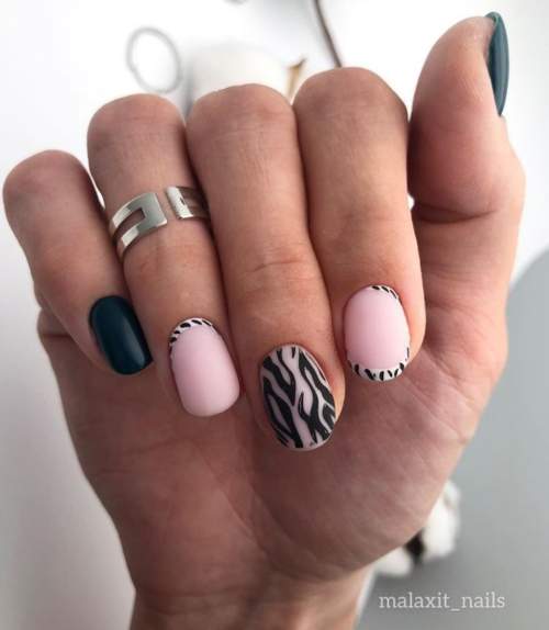 Imprimé zèbre sur les ongles : 100 photos, de belles nouveautés