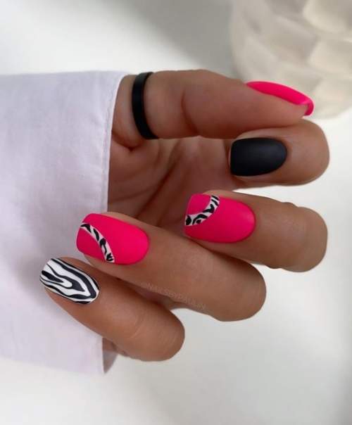 Imprimé zèbre sur les ongles : 100 photos, de belles nouveautés