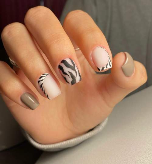 Imprimé zèbre sur les ongles : 100 photos, de belles nouveautés