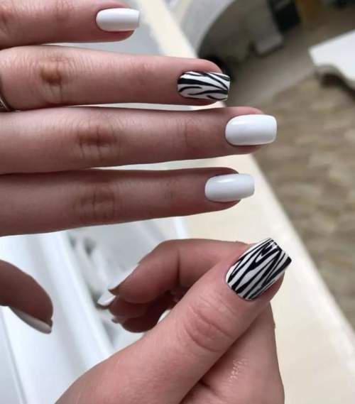 Imprimé zèbre sur les ongles : 100 photos, de belles nouveautés