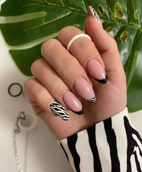 Imprimé zèbre sur les ongles : 100 photos, de belles nouveautés