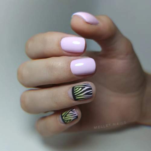 Imprimé zèbre sur les ongles : 100 photos, de belles nouveautés