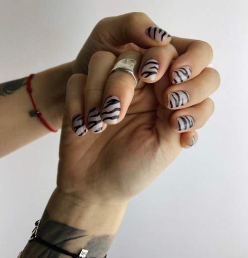 Imprimé zèbre sur les ongles : 100 photos, de belles nouveautés