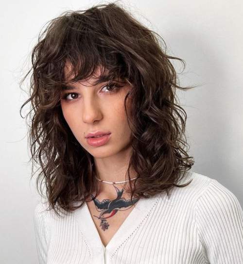 Coupe de cheveux hirsute pour cheveux mi-longs: nouvelle photo 2022