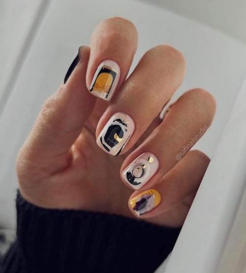 Conception d'automne des ongles courts