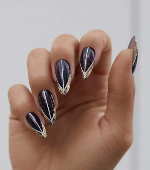 Manucure d'automne 2022 sur la forme en amande : nouvelles photos