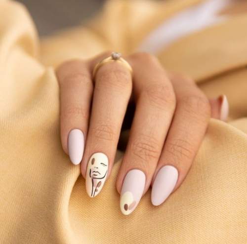 Manucure d'automne 2022 sur la forme en amande : nouvelles photos