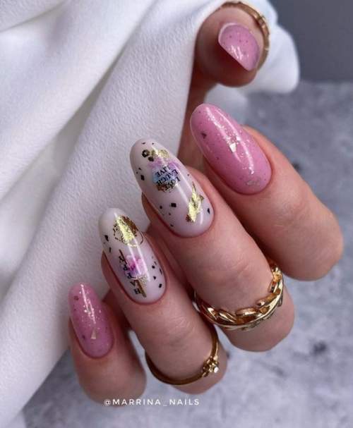 Manucure d'automne 2022 sur la forme en amande : nouvelles photos