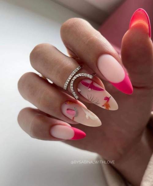 Manucure d'automne 2022 sur la forme en amande : nouvelles photos