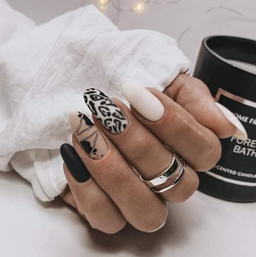 Manucure d'automne 2022 sur la forme en amande : nouvelles photos