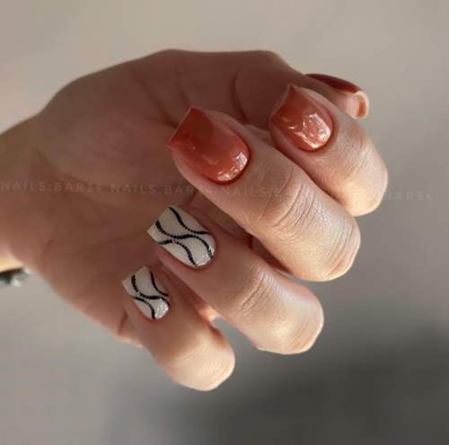 Beau design carré à ongles courts