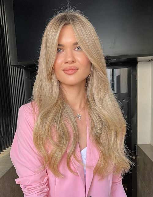 Frange aux pommettes blonde