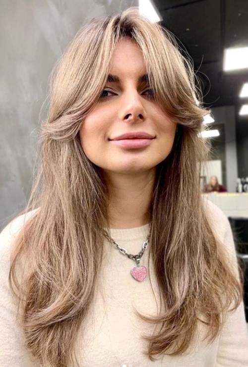 Frange de cheveux longs en cascade