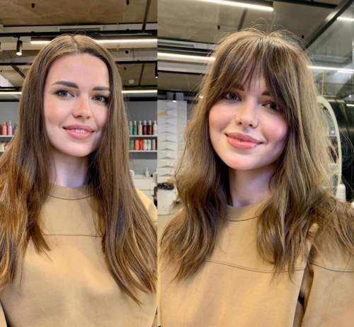 Rideau de frange aux cheveux longs: coupes de cheveux 2023, photo