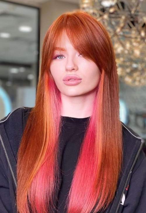 Rideau de frange aux cheveux longs: coupes de cheveux 2023, photo