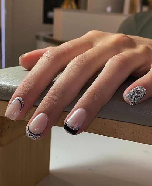 ongles scintillants argent