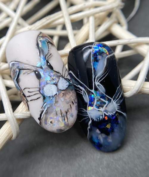 Dessin d'un lapin sur les ongles