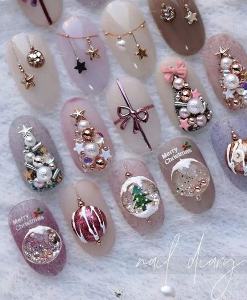 Conception volumétrique ongles nouvel an