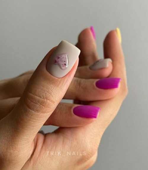 Manucure coeur et fleurs séchées