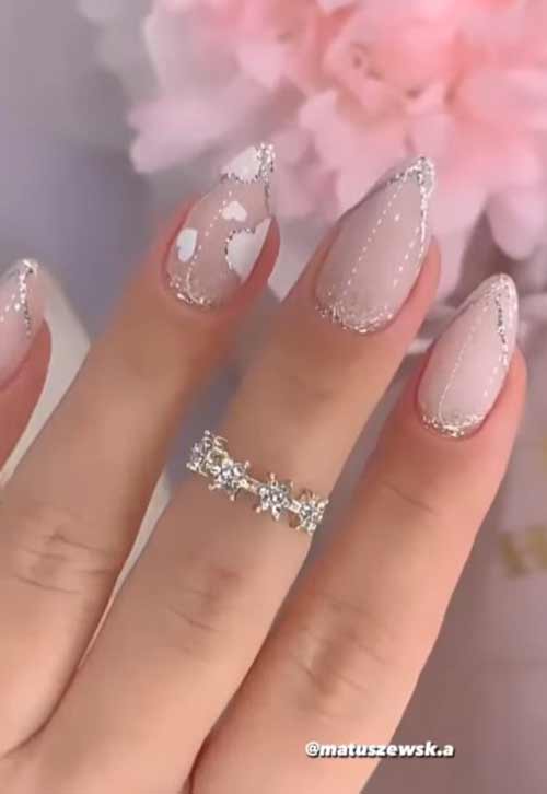 Manucure volumétrique avec coeurs