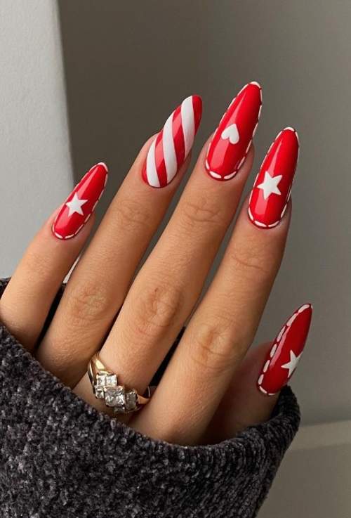 Vernis rouge avec du blanc