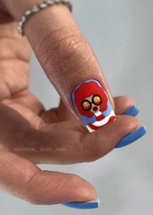 Manucure rouge avec dessins