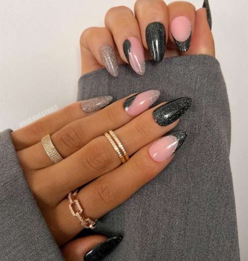 ongles pointus français noirs