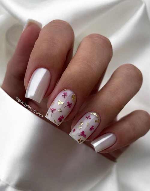 fleurs de printemps sur les ongles