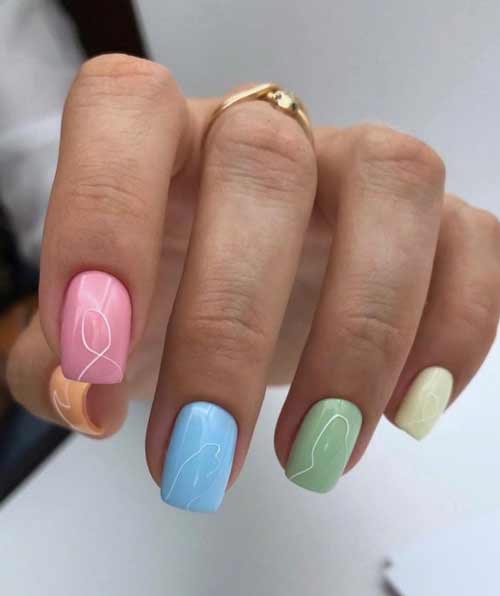 Manucure printanière délicate multicolore