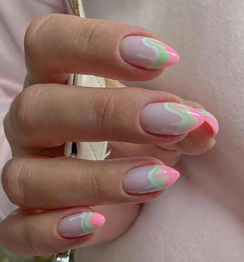 Veste printemps douce menthe + rose