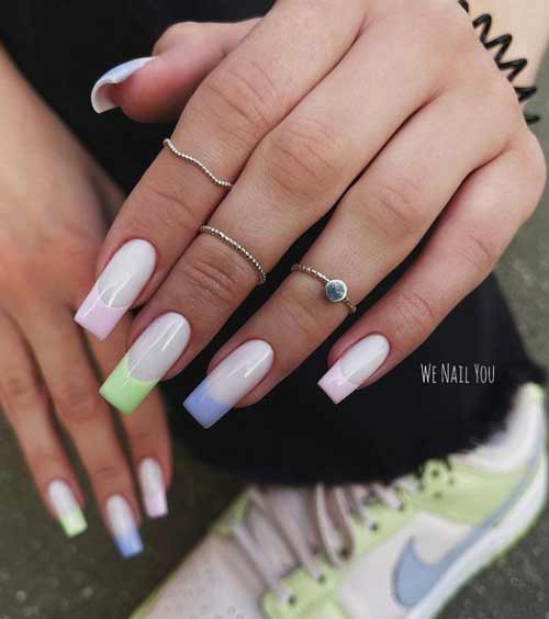 Ongles longs français doux de printemps