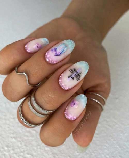 Manucure de printemps avec des autocollants