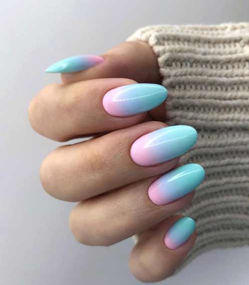 Dégradé délicat de manucure printanière
