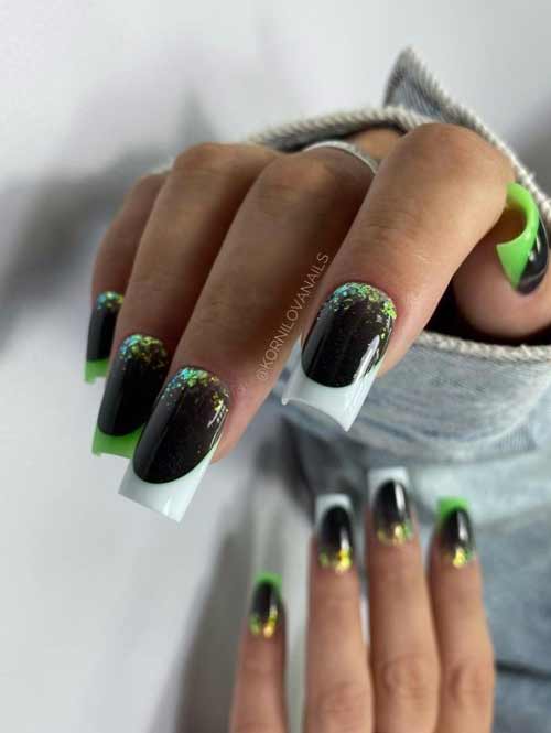 Vernis gel bicolore français sur noir