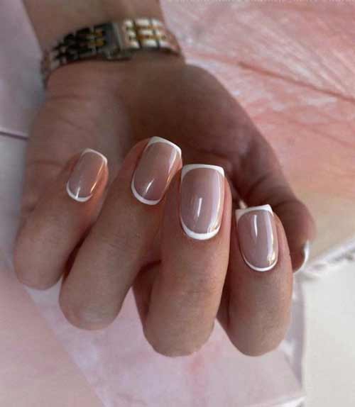 Ongles carrés courts français blancs