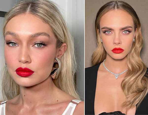 Maquillage 2023 avec rouge à lèvres rouge