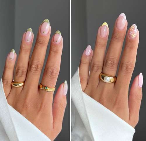 Manucure printanière française pastel