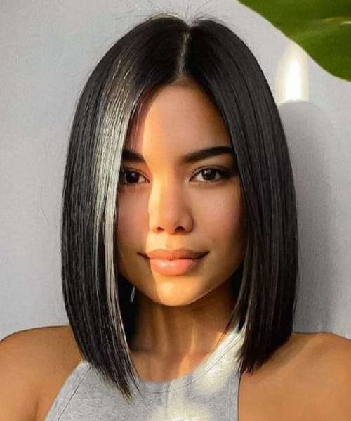 Beau bob noir et plein visage